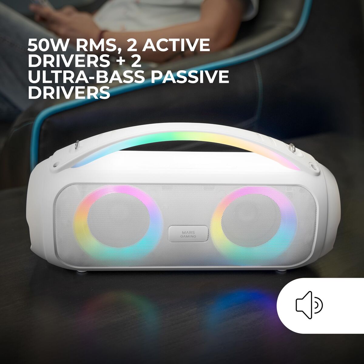 PC Speakers Mars Gaming MSPULSEW White