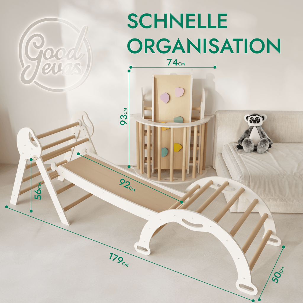 Montessori 4-in-1 Climbing Triangle for Babies: Pikler Triangle, Climbing Arch, Slide, and Cushion for Toddlers (1–3 Years)