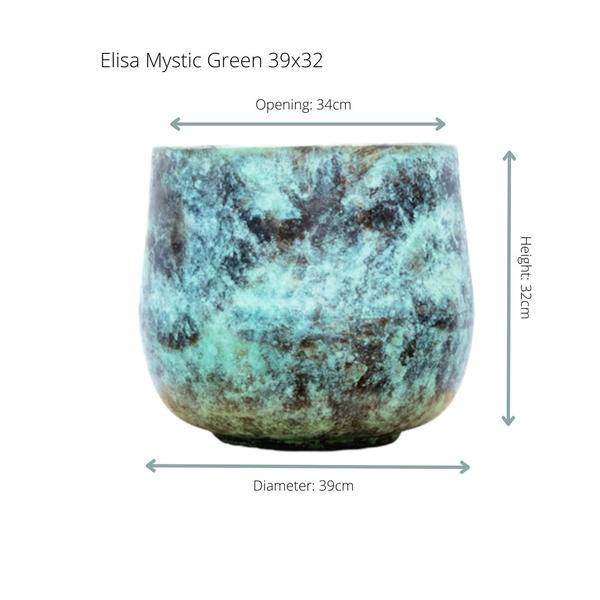 Pflanztopf Elisa – Mystisch Grün – D39cm x H32cm – Stilvoller Blumentopf – Groß & dekorativ