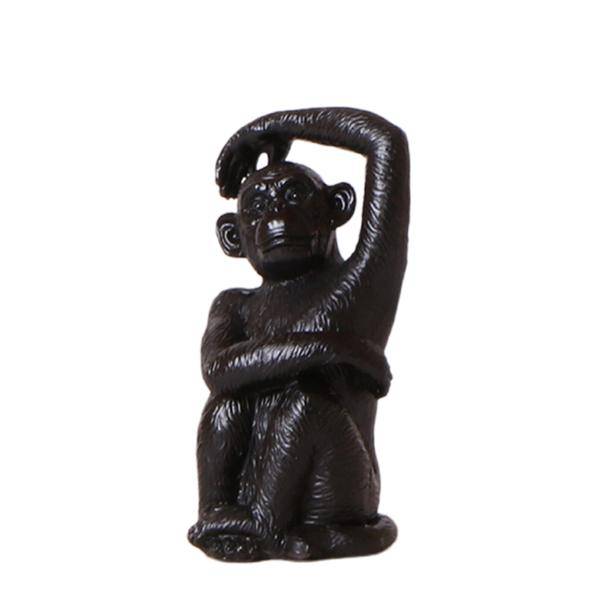 Ornament Sitzender Affe – Schwarz – Dekofigur aus Polystone – 13cm hoch – Handgefertigte Skulptur – Für Zimmerpflanzen & Interieur – Dekoration Wohnzimmer